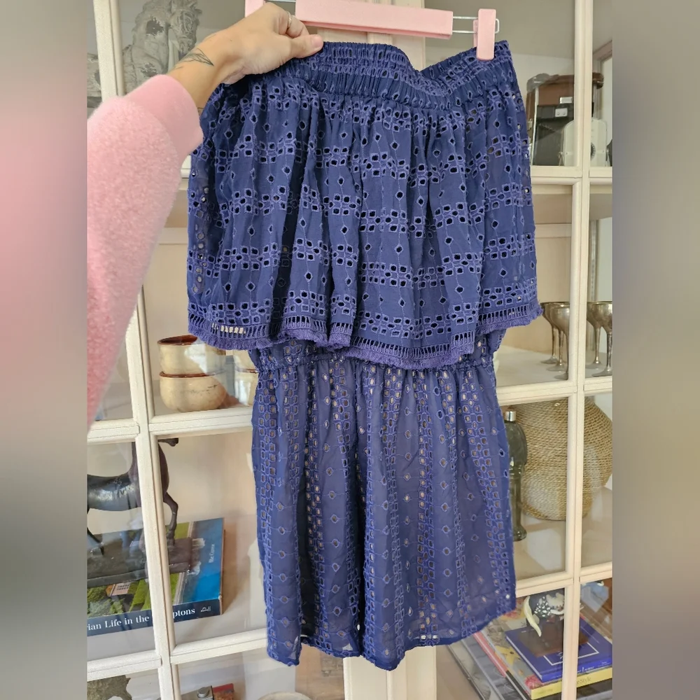 Anthropologie Romper Womens Small Blue Ranna Gill Tiered Ruffle Layered Boho - Picture 10 of 16